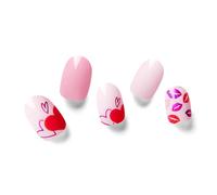 NAILOG Semi Cured Gel Nail Strips, 34 pcs Salon-Quality Gel Nail Stickers, Long Lasting Wraps for Women, Vintage Print & Silver Glitter (Seal of Love)