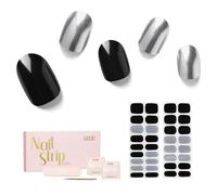 NAILOG Semi Cured Gel Nail Strips, 34 pcs Salon-Quality Stickers, Long Lasting Wraps for Women with Soft Gel Finish, Reckless