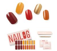NAILOG Semi Cured Gel Nail Strips, Extra Long Nail Polish Strips (20 Pieces), Long Lasting Semi Cured Nail Stickers with Soft Glossy Gel Finish, Maple Bloom