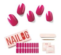 NAILOG Semi Cured Gel Nail Strips, Extra Long Nail Polish Strips (20 Pieces), Long Lasting Semi Cured Nail Stickers with Soft Glossy Gel Finish,Flair
