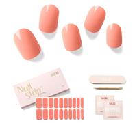 NAILOG Semi Cured Gel Nail Strips, Extra Long Nail Polish Strips (20 Pieces),UV/Led Lamps Nail Stickers with Soft Glossy Gel Finish,Coral