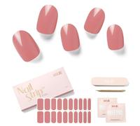 NAILOG Semi Cured Gel Nail Strips, Extra Long Nail Polish Strips (20 Pieces),UV/Led Lamps Nail Stickers with Soft Glossy Gel Finish,Roselyn