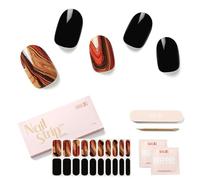 NAILOG Semi Cured Gel Nail Strips - Glossy & Long Lasting Soft Gel Finish (20 Extra Long Nail Stickers) | Wraps, Magma
