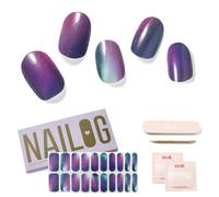 NAILOG Semi Cured Gel Nail Strips Glossy & Long Lasting Soft Gel Finish (20 Extra Long Stickers) | Wraps,Aurora