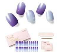 NAILOG Semi Cured Gel Nail Strips Glossy & Long Lasting Soft Gel Finish (20 Extra Long Stickers) | Wraps,Cloudy Night