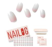 NAILOG Semi Cured Gel Nail Strips Glossy & Long Lasting Soft Gel Finish (20 Extra Long Stickers) | Wraps,French Gleam
