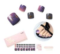 NAILOG Semi Cured Gel Nail Strips, Toe Nail Polish Strips with Glossy Gel Finishing | 32 Pieces Long Lasting Pedi Nail Wrap, Constellation