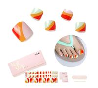 NAILOG Semi Cured Gel Nail Strips, Toe Nail Polish Strips with Glossy Gel Finishing | 32 Pieces Long Lasting Pedi Nail Wrap, Lollipop