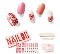NAILOG Semi Cured Gel Strips (20 Extra Long Stickers), UV/Led Lamp Glossy & Long Lasting Soft Gel Finish Wrap, Pink Gaze