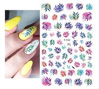 Nails Accessories Black Tropical Coconut Tree Palms Leaf Summer Flowers Back Glue Nail Stickers,F700