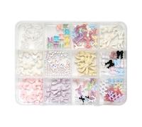 Nails Charms Set Bows Butterfly Heart Nails Art Charms Colorful Art Supplies Resin Rhinestones for Womens Nail Decorations
