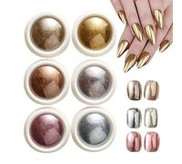 Nails Chrome Powder - Shimmer Nail Supply Powder | 6 Colours Glitter Fingernail Chrome Metallic Effect Mirror Halloween Nail Designs Make Up, Artf For Dating, Sparkle