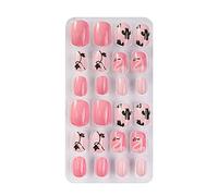 Nails Full Tips Kids Press On Nails Kids Simple Pattern Fake Nails Art Set Short Square Nails Full