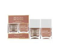 Nails Inc 45 Second Speedy Gloss Mocha Mousse Nail Polish Duo, Espresso Nude Shades, Brown Hues, Glossy, No Chip, Long Lasting, Quick Dry, Air Dry, Professional Manicure & Pedicure, Vegan, 2 Piece Set