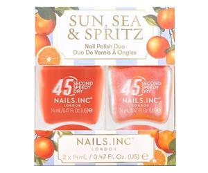 Nails.INC 45 Second Speedy Gloss Sun, Sea & Spritz Nail Polish Duo, Quick Drying, Fast & Rapid Dry, High Shine, Glitter & Neon, Air Dry Regular Polish, Spring/Summer Shades, 2 Piece Set