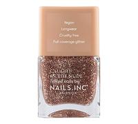 Nails Inc Caught In the Nude, Santa Monica, Gold Glitter, AHA Infused, No Chip, Long Lasting, Quick Dry, Air Dry, Professional Manicure & Pedicure, Fingernail & Toenail, Vegan Nail Polish, 14 ML