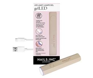 Nails.INC GelLED On-The-Go Mini Portable LED Lamp, Cures in 60 Seconds, Mini Nail Dryer for DIY Gel Nails, Adhesion for Gems, Easy Flash Cure Lamp, Rechargeable USB Nail Light, 3W, 1 Count