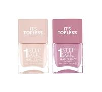 Nails.INC It's Topless Gel-Like Nail Polish Duo, 4-in-1 Base Coat, Treatment, Colour & Top Coat, Sheer Nude Pink & Mauve, Long Lasting, Glossy Salon Quality Manicure, Renee and Lily, 14 ML Ea, 2 Pack