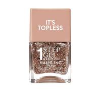 Nails.INC It's Topless Gia Gold Glitter Gel-Like Nail Polish | Glossy 1-step gel formula lasts up to 6 days with no UV light. Formulated with bio-peptides for strong nails.