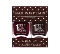 Nails.INC It's Topless Nail Bordeaux 4-in-1 Gel-Like Manicure Duo Set | Infused with bio-peptides and kale extract for stronger nails, featuring a wide brush and cap that doubles as a paint base.
