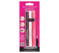 Nails.INC Mani Marker Trio, Easy to Use Nail Polish Art Pen With Precision Tip, Quick Drying, Cruelty Free, Vegan, Includes Bright White, Bubblegum Pink and Mascara Black