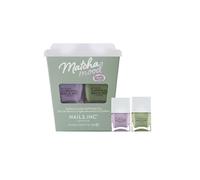 Nails Inc Matcha Mood Nail Polish Duo Gift Set, Caffeine & Green Tea Infused, Fast Drying, Long Lasting, High Shine, Chip Resistant, Air Dry Manicure, Cruelty Free, Matcha Green & Lilac, 2 Piece Set