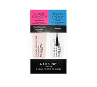 Nails.INC Mini Nail Treatment Duo, Includes Gimme Strength Nail Strengthener and Better On Top Quick Drying Top Coat, With Active Skincare Ingredients