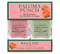 Nails Inc Paloma Punch Nail Polish Duo, Long Lasting, Easy Manicure Look, Cruelty Free, Vegan, 21 Free Formula, Dusky Pink, Soft Green, Plumping Effect, Gel Effect, 2 Piece Set