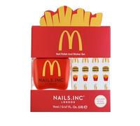 Nails Inc x McDonald’s Nail Polish and Sticker Duo, Limited Edition, Fast Food Inspired, Fry Stickers, Ketchup Red Nail Polish, Glossy Finish, Long Lasting, Cruelty Free, Vegan, 2 Piece Set