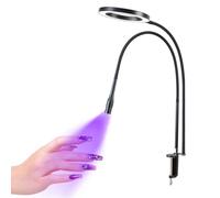 Nails Polish Curing Light with Clamp - Adjustable 3 Color Modes Stepless Brightness Table Lamp, Eye Caring Flexible Gooseneck Desk Light, for Home Office, Dorm Room,Black