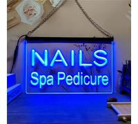 Nails Spa LED Neon Signboard, Pedicure 7-Color Dimming Neon Lights Wall Hanging Luminous Decor USB Powerd with Remote Control Dimmer,60x40cm