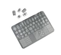 Nails Stamp Plate for Manicure Art with Grids Pattern Striped Designs Stainless Steel Materials Stamping Tool Stainless Steel Nail Art Template