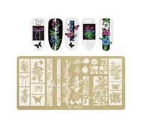 Nails Stencil Plates Butterfly Flower Designs Nails Art Accessory Stainless Steel for Home Salon Use Manicure Decors Stainless Steel Stencils