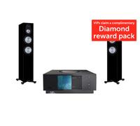 Naim Uniti Atom & Monitor Audio Silver 300 7G Streaming Mini System Speakers Per Pair, Gloss Black