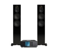 Naim Uniti Atom Music System and Monitor Audio Silver 300 8G Speakers Hi-Fi Bundle Gloss Black
