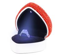 Naimo Bling Rhinestone Heart Shaped Ring Box Velvet Holder Earrings Coin Organizer LED Light Jewelry Box Case for Proposal Engagement Wedding