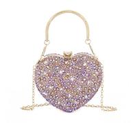 Naimo Women's Heart Clutch Rhinestone Handbag Glitter Mini Bag Evening Bag for Party Wedding Cocktail, Gold multi-coloured