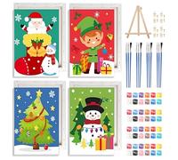 NAIMOER 4 Pack Christmas Theme Paint by Numbers Kits Adults with Frame, DIY Christmas Tree Snowman Painting by Numbers for Age 6Up, Easy Oil Painting on Canvas Arts Gifts Home Decor 20x30cm