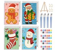 NAIMOER 4 Pack Christmas Theme Paint by Numbers Kits Adults with Frame, DIY Santa Claus Painting by Numbers Adults, Happy New Year Painting on Canvas Arts Gifts Home Decor 20x30cm