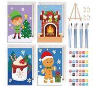 NAIMOER 4 Pack Christmas Theme Paint by Numbers Kits Adults with Frame, DIY Winter Painting by Numbers Boys Adults, Happy New Year Painting on Canvas Arts Gifts Home Decor 20x30cm