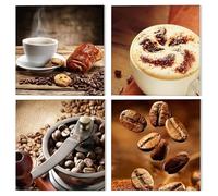 NAIMOER 4 Pack Coffee Theme Paint by Numbers Kits for Adults with Frame, DIY Paint by Numbers for Beginners, Life Painting by Numbers on Canvas Gifts for Home Decor 20x20cm