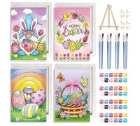 NAIMOER 4 Pack Easter Theme Paint by Numbers Kits for Adults with Frame, DIY Paint by Colors Adults Kids Gnome Flowers, Framed Painting on Canvas Gifts for Home Decor 20x30cm