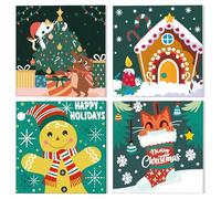 NAIMOER 4 Pack Framed Paint by Numbers Christmas for Adults Kids, DIY Winter Painting by Numbers for Boys Girls, Art on Canvas Gifts Home Wall Decor 8x8in