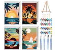 NAIMOER 4 Pack Framed Paint by Numbers Landscape for Adults Kids, DIY Sunset Paint by Numbers for Boys Girls, Art on Canvas Gifts Home Wall Decor 8x12in