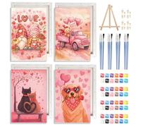 NAIMOER 4 Pack Valentines Theme Paint by Numbers Kits for Adults with Frame, DIY Paint by Colors Adults Kids Animals, Framed Painting on Canvas Gifts for Home Decor 20x30cm