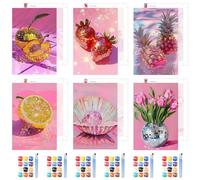 NAIMOER 6 Pack Disco Theme Paint by Numbers Kits for Adults, DIY Retro Pink Painting by Numbers for Adults Kids, Easy Painting on Canvas Arts Gifts for Home Decor 20x30cm