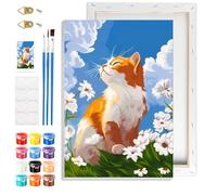 NAIMOER Cat Paint by Numbers Kits for Adults with Frame, DIY Paint by Colors Adults Kids Spring, Framed Painting Numbers on Canvas Gifts for Home Decor 20x30cm
