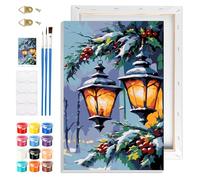 NAIMOER Christmas Framed Paint by Numbers for Adults Kids, DIY Lantern Painting by Numbers Boys and Girls with for Boys Girls, Art on Canvas Gifts Home Wall Decor 8x12in
