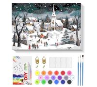 NAIMOER Christmas Paint by Numbers with Frame for Adults Kids, DIY Winter Scenery Landscape Paint by Numbers for Age 6-12, Art on Canvas Gifts Home Wall Decor 8x12in