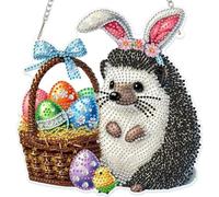 NAIMOER Cute Hedgehog Diamond Art Hanging Kit for Adults, DIY Double Sided Diamond Painting Hanging Easter Kits Adults, Special Shaped Acrylic Ornaments Pendants for Window Home Garden Wall